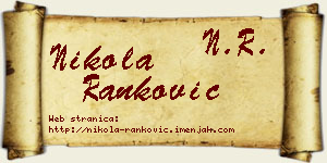 Nikola Ranković vizit kartica